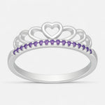 Anillo Corona Corazones Circones Amatista