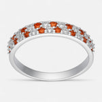 Anillo Cintillo Circones Granate Naranja