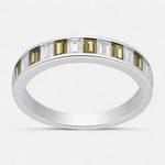 Anillo Cintillo Circones Baguette Verde Oliva