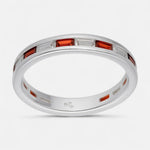 Anillo Cintillo Circones Baguette Granate 14