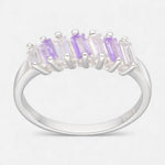 Anillo Cintillo Circones Baguette Lila