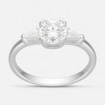 Anillo Solitario Moissanita y Circones Baguette