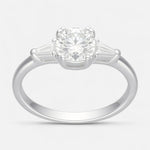 Anillo Solitario Moissanita y Circones Baguette
