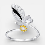 Anillo Mariposa Flor Esmaltada Circón