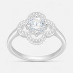 Anillo Trébol de la Suerte Moissanita y Circones