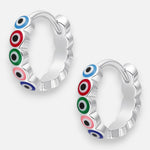 Argolla Huggie Ojo Turco Esmaltado Multicolor 12 mm