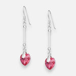 Aro Palito Corazón Hecho con Cristal Swarovski® Rosa