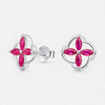 Aro Flor Circones Rubí