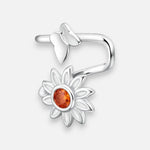 Aro Ear Cuff Mariposa Flor Circón Granate Valor Por Unidad