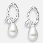 Argolla Huggie Entorchada Perla Circón 12 mm