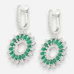 Argolla Flor Circones Baguette Esmeralda 10x12 mm