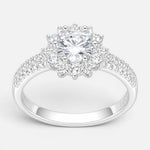 Anillo Flor Solitario Moissanita y Circones