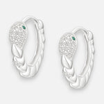 Argolla Huggie Serpiente Circones Esmeralda 14 mm