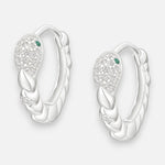 Argolla Huggie Serpiente Circones Esmeralda 14 mm