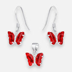 Conjunto Mariposa Hecho con Cristal Swarovski® Rojo