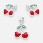 Conjunto Cereza Esmaltada Circones Esmeralda