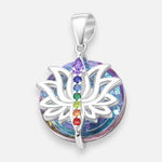 Colgante Flor de Loto 7 Chakras Cristal Hecho con Swarovski® Tornasol