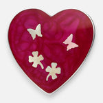 Colgante Corazón Trébol Mariposas Fucsia Metalizado