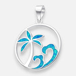 Colgante Palmera Olas Ópalo Azul