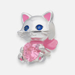 Colgante Charm Gatito Corazón Circones Rosa Francia
