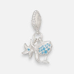 Colgante Charm Estrella de Mar Sirena Concha Circones Agua Marina