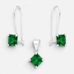 Conjunto Circón Esmeralda 6x6 mm