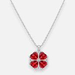 Collar Trébol Corazones Circones Rubí