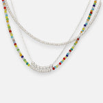 Collar Triple Esferas Cristales Multicolor