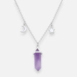 Collar Estrella Media Luna Cuarzo Violeta