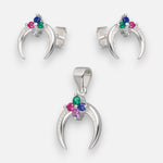 Conjunto Luna Invertida Flor Circones Multicolor