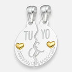 Colgante Círculo Partido Tu & Yo Corazones Oro