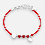 Pulsera Hilo Rojo Círculo Corazón Cristales