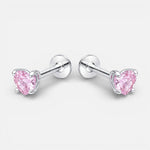 Piercing Flat Corazón Circón Rosa Francia 4 mm