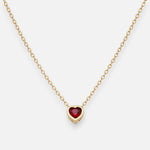 Collar Corazón Circón Granate 5 mm