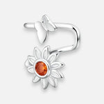 Aro Ear Cuff Mariposa Flor Circón Granate Valor Por Unidad