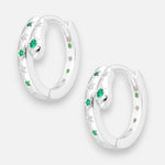Argollas Huggie Serpiente Circones Esmeralda 14 mm