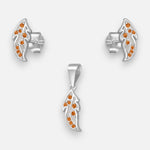 Conjunto Pluma Circones Granate Naranja