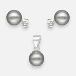 Conjunto Perla Gris 8 mm