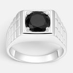Anillo Sello Facetado Circón Ónix