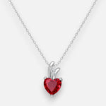 Collar Corazón Circón Rubí 7 mm
