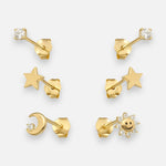 Set Aros Minimalista Estrellas Media Luna Circones