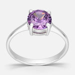 Anillo Circón Solitario Amatista