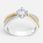 Anillo Circón Solitario Líneas en Oro