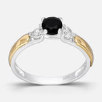 Anillo Solitario Circón Ónix con Oro