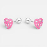 Aro con Tope Corazón Rosa Escarchado 6 mm
