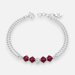 Pulsera Doble Esferas Cristales Hecho con Swarovski® Burdeo