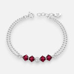 Pulsera Doble Esferas Cristales Hecho con Swarovski® Burdeo