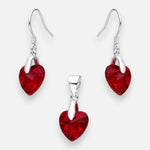 Conjunto Corazón Cristal Hecho con Swarovski® Rojo 10 mm