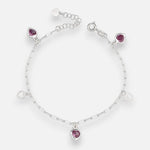 Pulsera Tradicional Corazones Circones Amatista