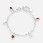 Pulsera Veneciana Esferas Estrellas Circones Rubí